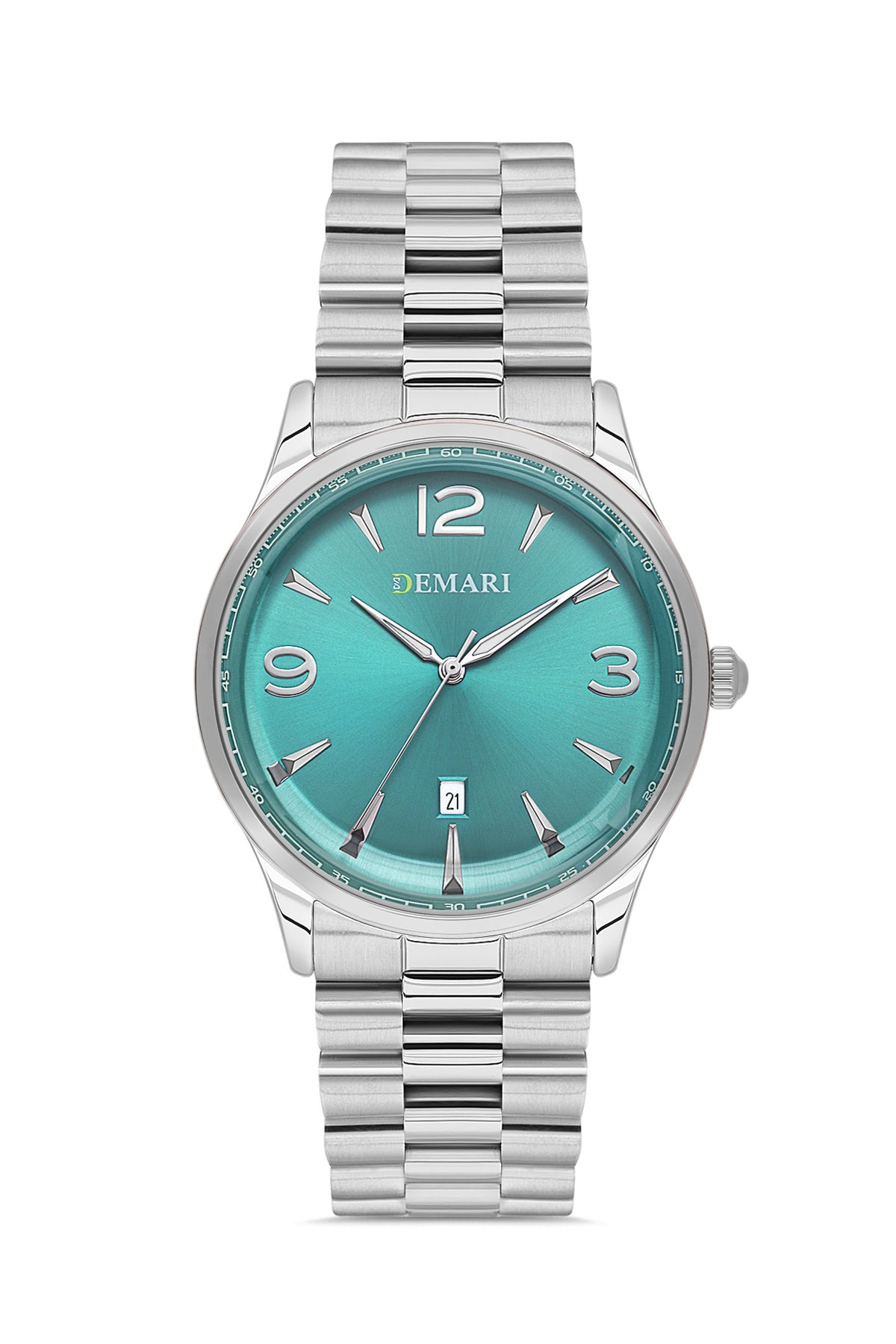 Erkek Kol Saati Quartz Mekanizma Gümüş Çelik Kasa ve Kordon Turkuaz Kadran DM-00117G-A15