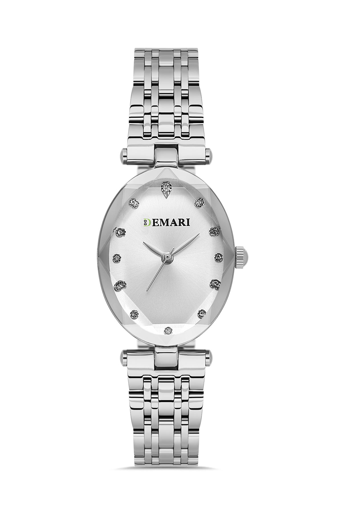 Kadın Kol Saati Quartz Mekanizma Gümüş Çelik Kordon Taş Detaylı Gümüş Kadran Oval Kasa DM-00105L-A1