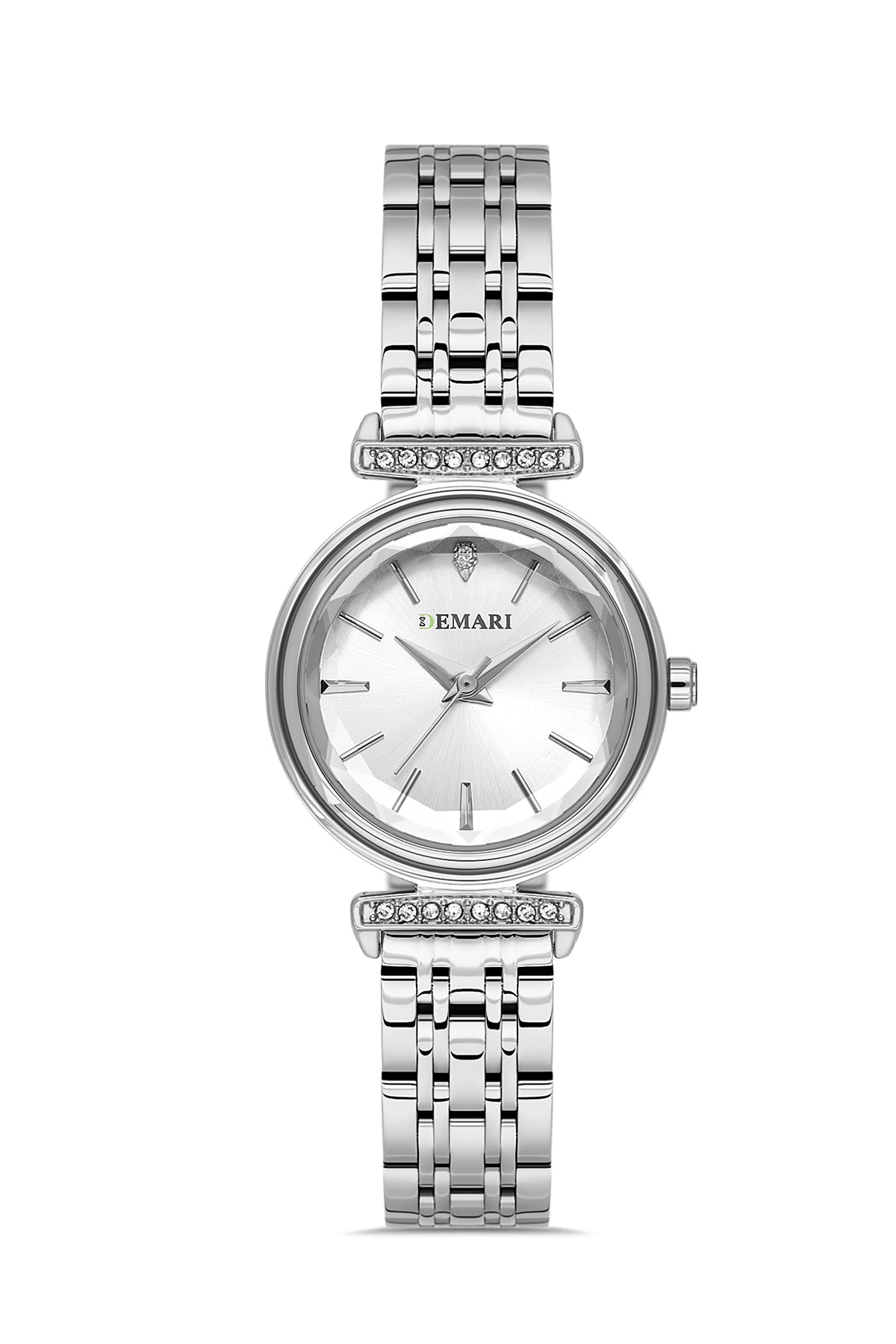 Kadın Kol Saati Quartz Mekanizma Gümüş Çelik Kordon Taş Detaylı Gümüş Kadran Yuvarlak Kasa DM-00111L-A1