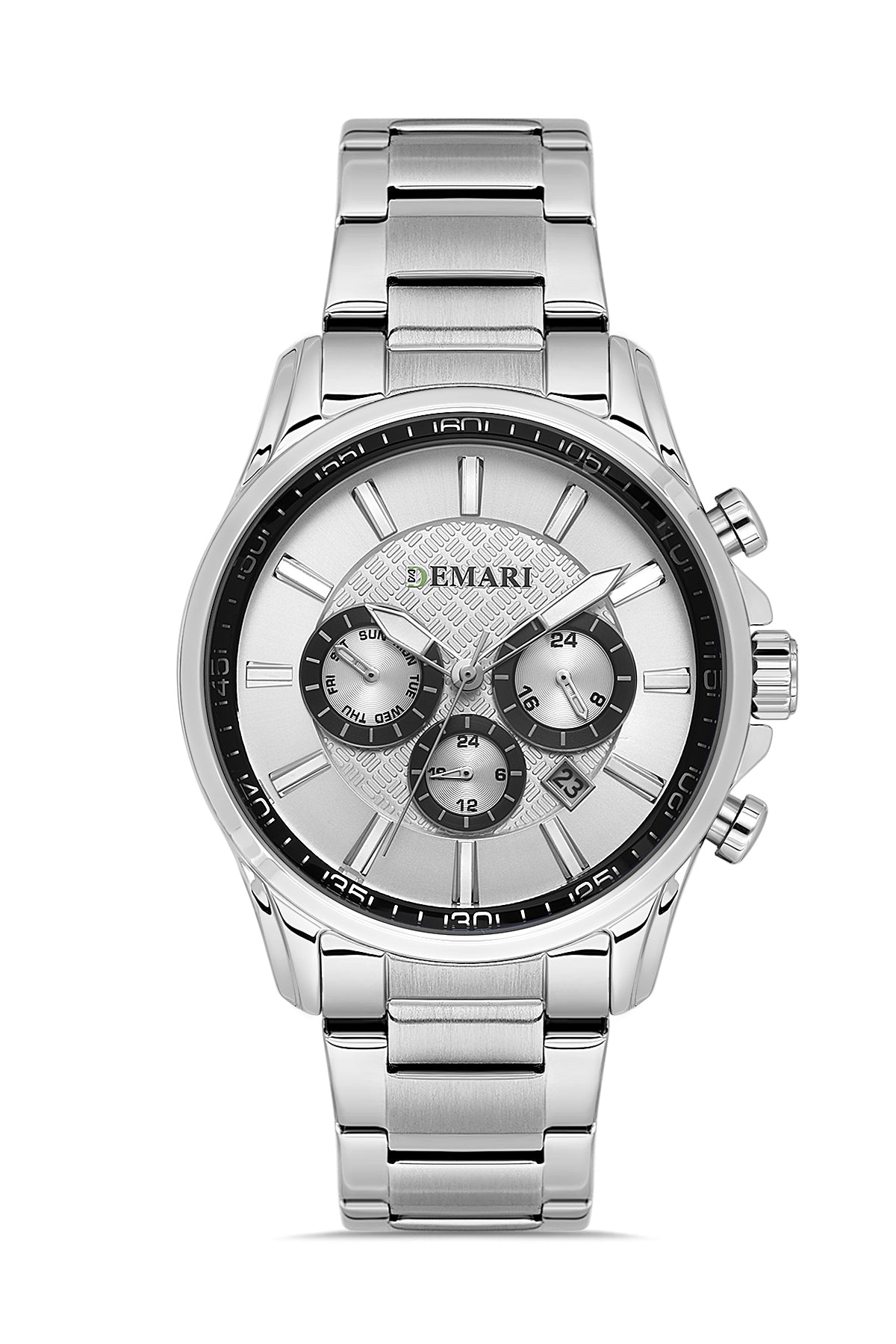 Erkek Kol Saati Quartz Mekanizma Gümüş Çelik Kordon Gümüş & Siyah Detaylı Kadran – DM-00100G-A