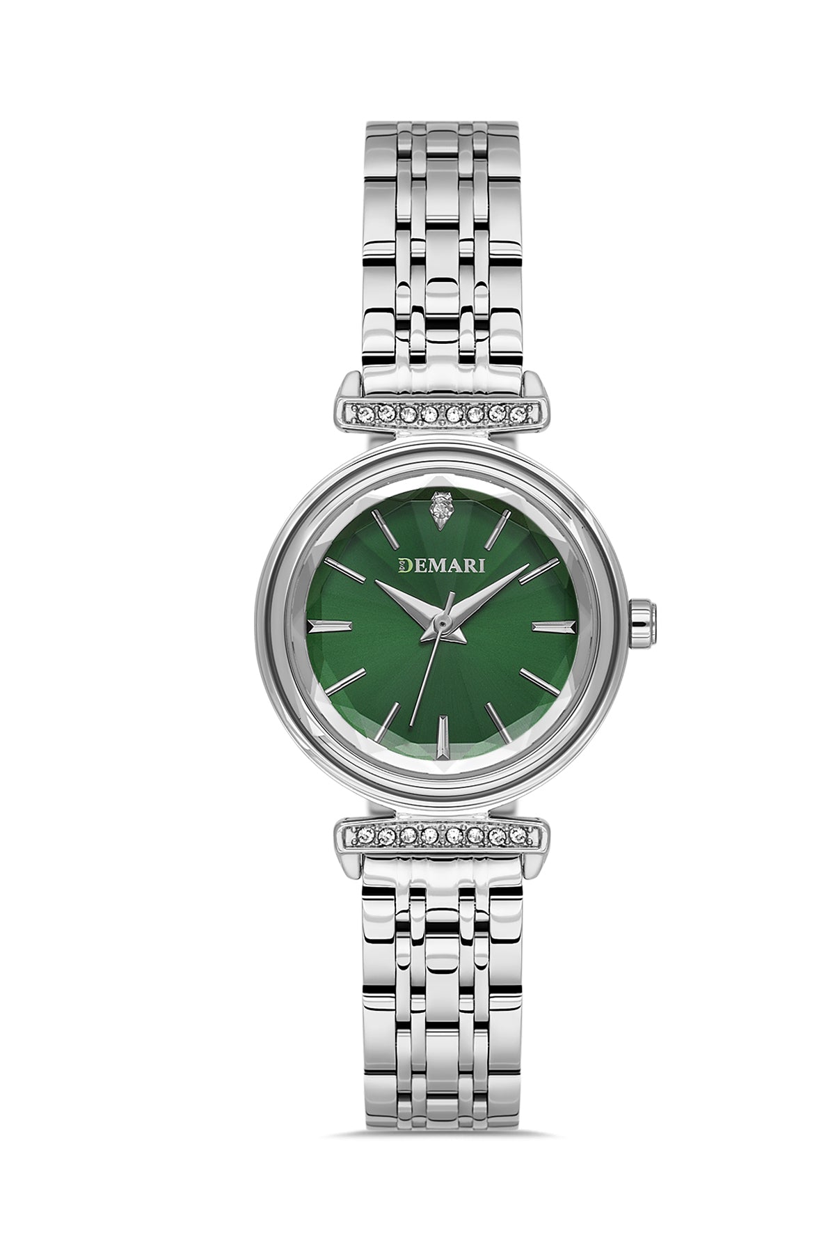 Kadın Kol Saati Quartz Mekanizma Gümüş Çelik Kordon Taş Detaylı Gümüş Kadran Yuvarlak Kasa DM-00111L-A10