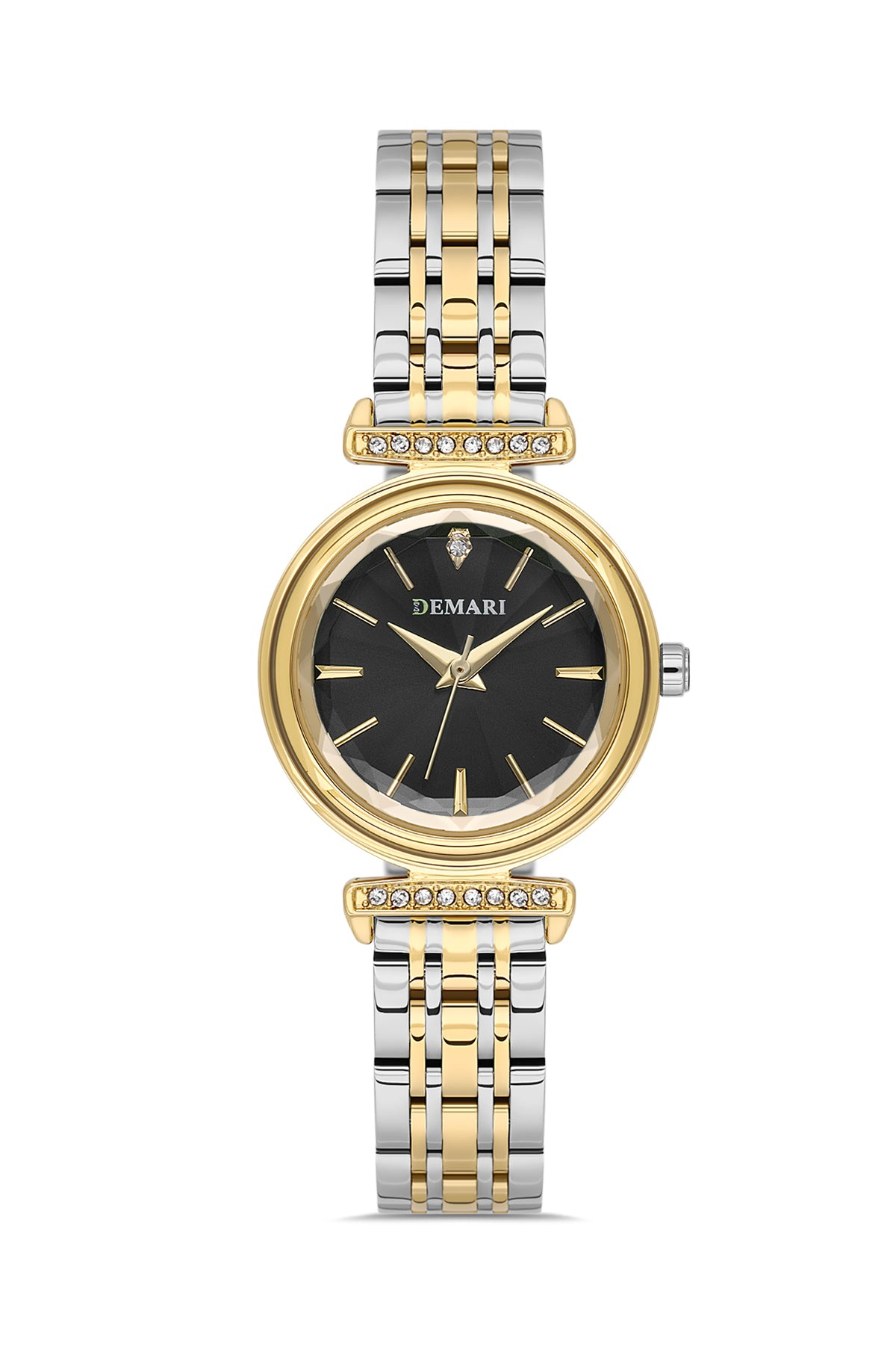 Kadın Kol Saati Quartz Mekanizma Gold Çelik Kordon Taş Detaylı Gold Kadran Yuvarlak Kasa DM-00111L-D2