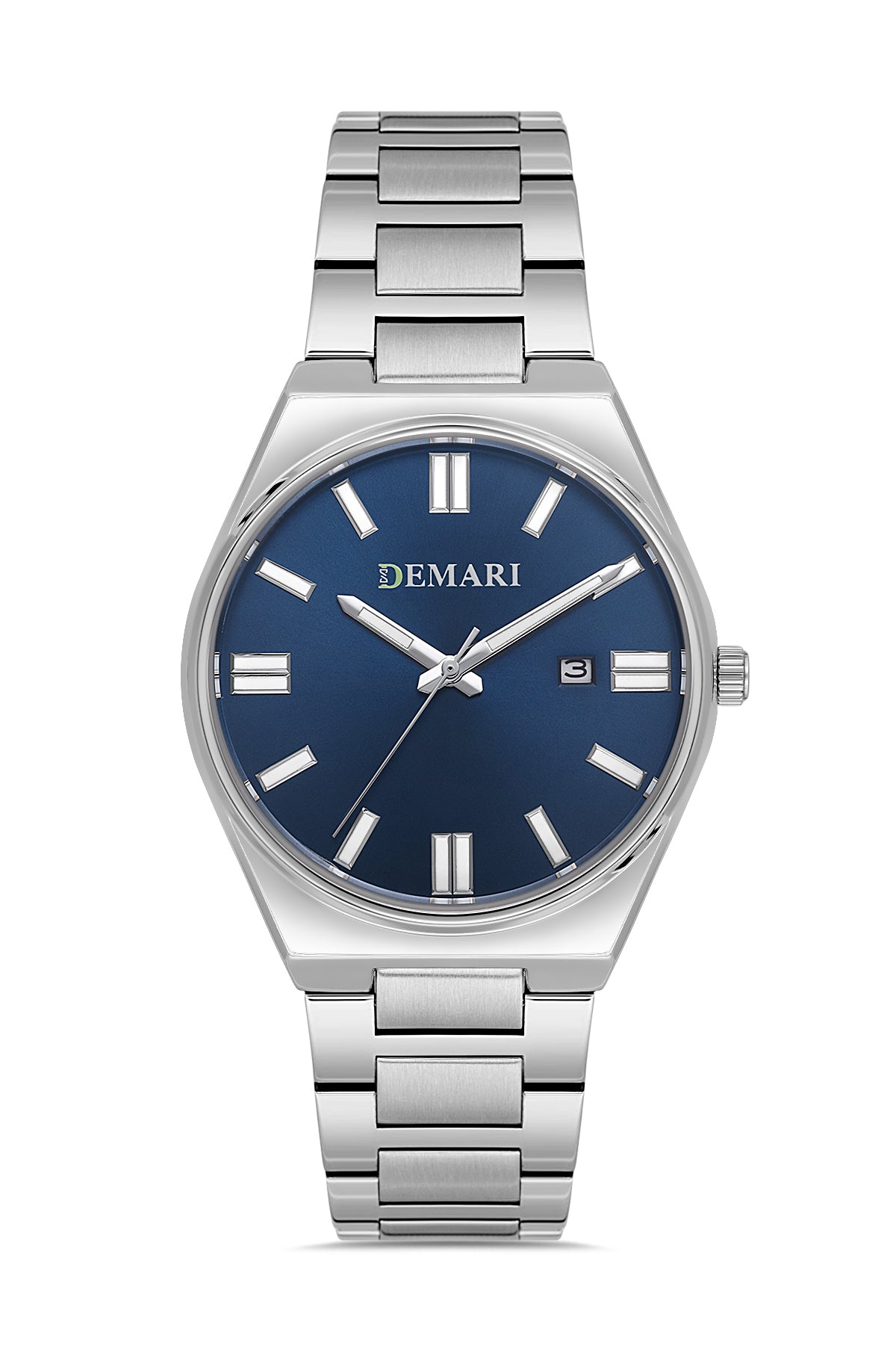 Erkek Kol Saati Quartz Mekanizma Gümüş Çelik Kordon Lacivert Kadran Tarih Göstergeli – DM-00109G-A3