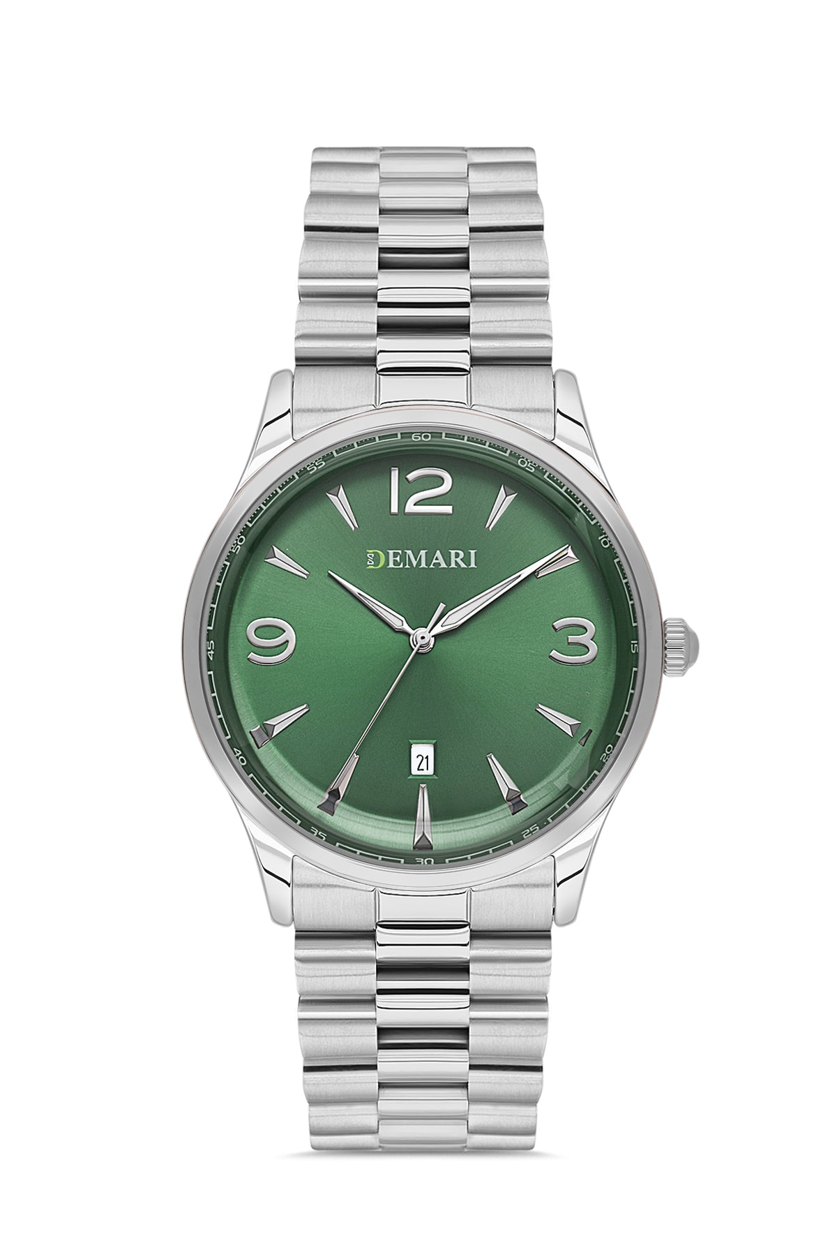 Erkek Kol Saati Quartz Mekanizma Gümüş Çelik Kasa ve Kordon Yeşil Kadran DM-00117G-A10