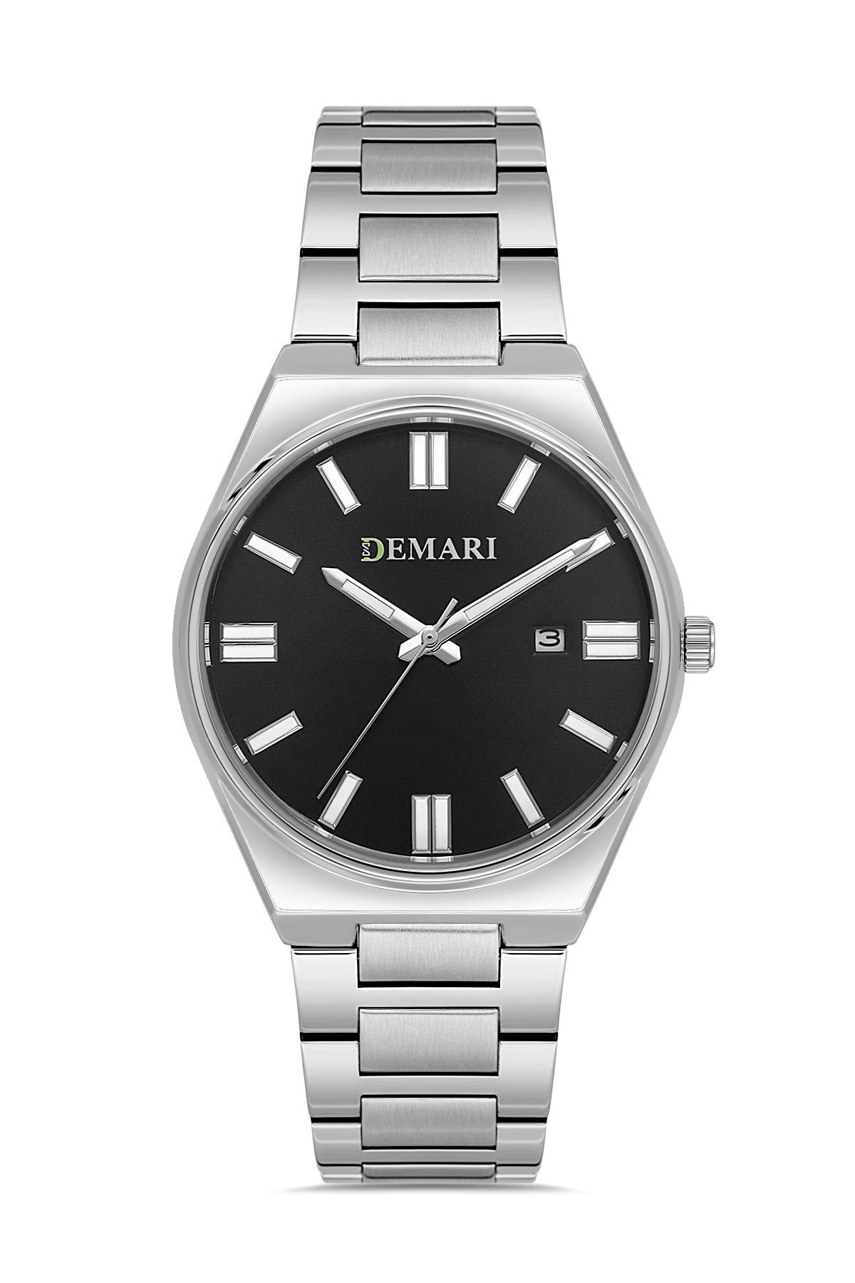 Erkek Kol Saati Quartz Mekanizma Gümüş Çelik Kordon Siyah Kadran Tarih Göstergeli – DM-00109G-A2