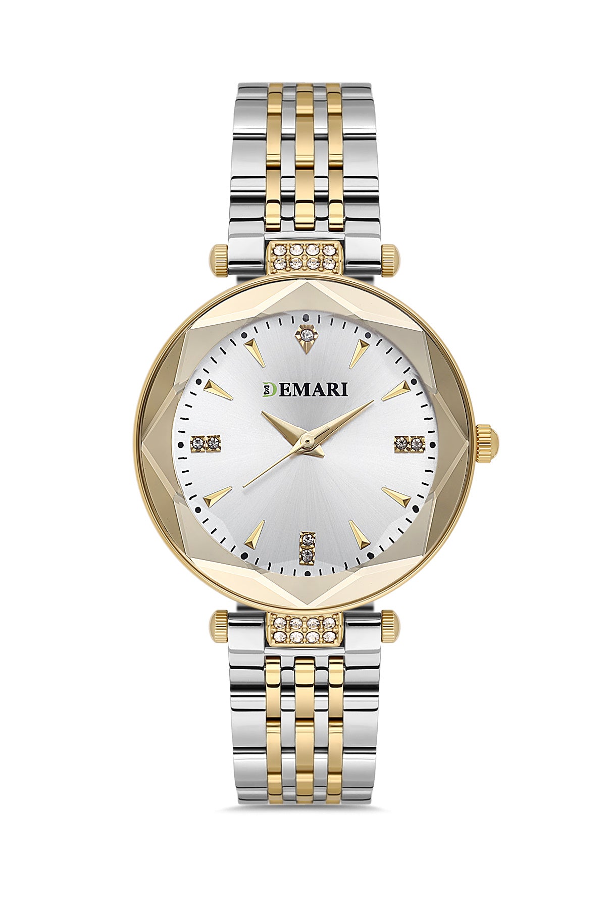 Kadın Kol Saati Quartz Mekanizma Gümüş Çelik Kordon Taş Detaylı Siyah Kadran DM-00104L-D1