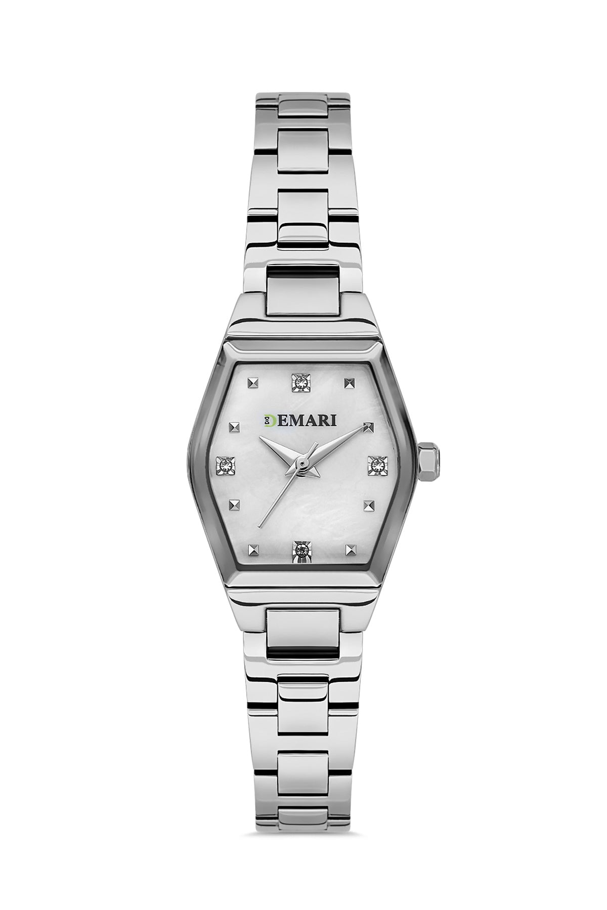Kadın Kol Saati Quartz Mekanizma Gümüş Renk Çelik Görünümlü Kasa Beyaz Kadran Taş Detaylı DM-00109L-A1