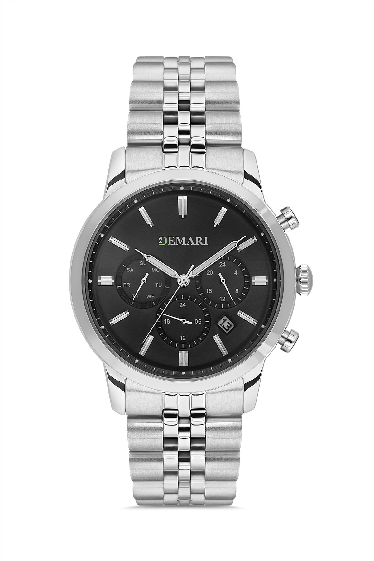 Erkek Kol Saati Quartz Full Fonksiyonlu Gümüş Çelik Kasa ve Kordon Siyah Kadran DM-00111G-A2