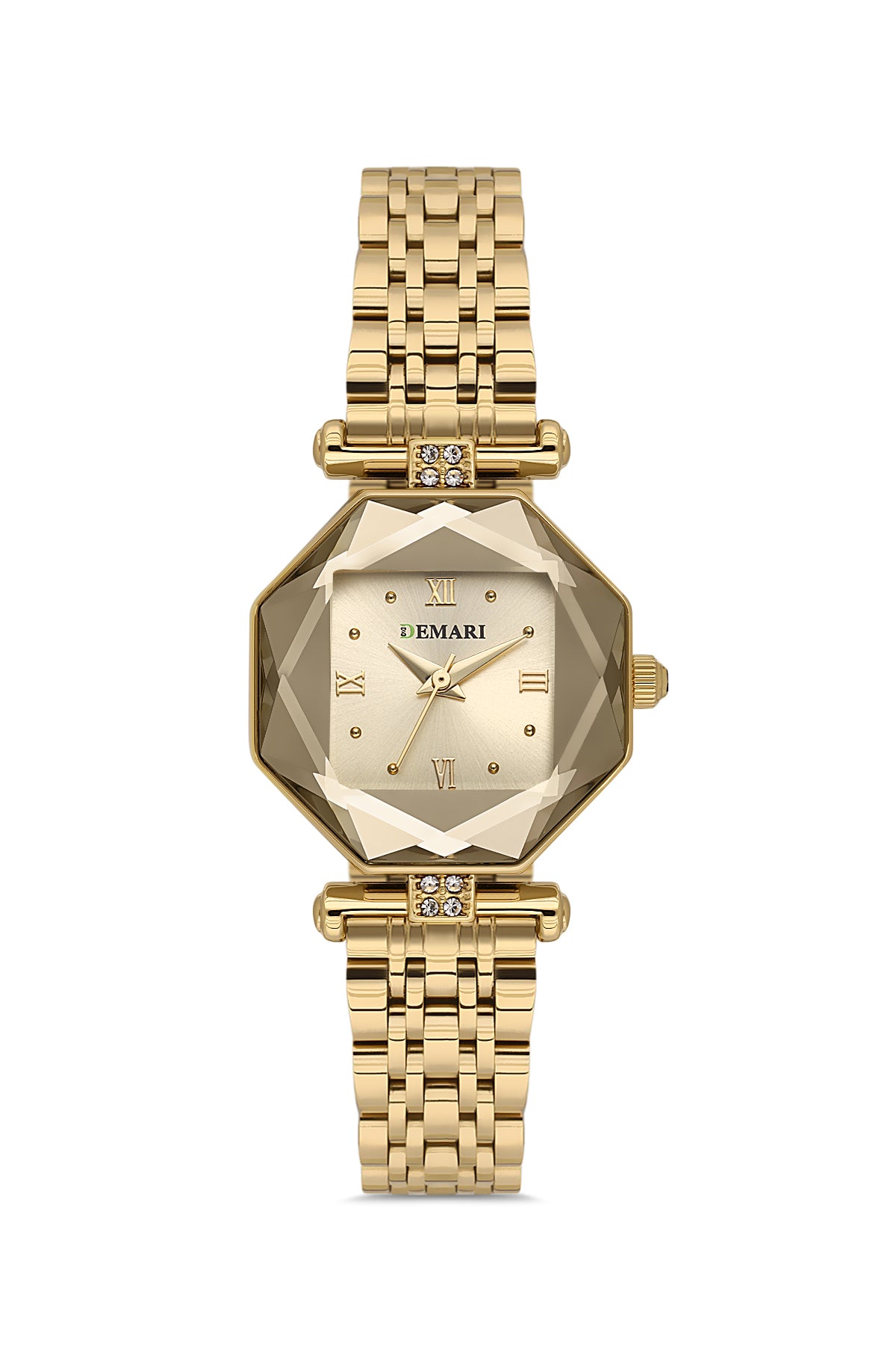 Kadın Kol Saati Quartz Mekanizma Gold Renk Sekizgen Kasa Gold Kadran Romen Rakamlı DM-00110L-B4