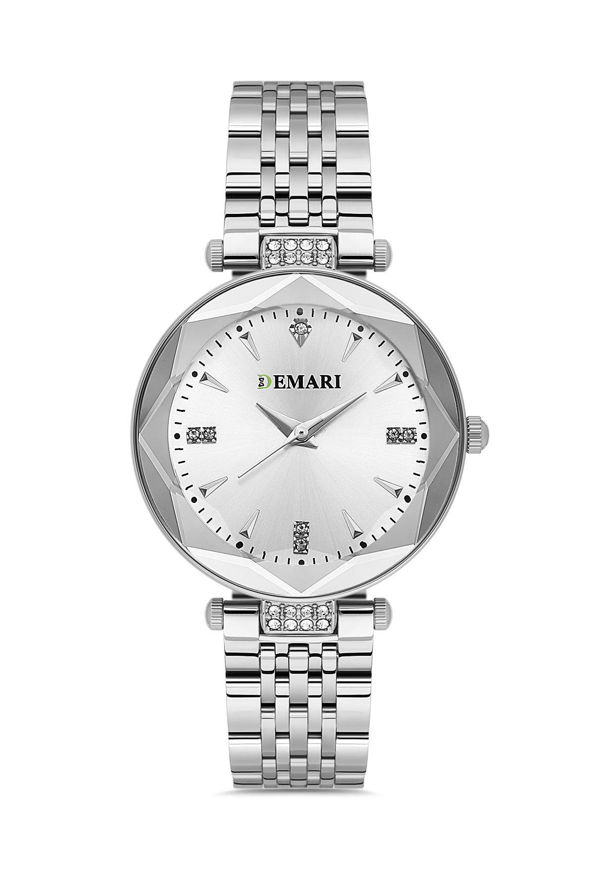 Kadın Kol Saati Quartz Mekanizma Gümüş Çelik Kordon Taş Detaylı Gümüş Kadran DM-00104L-A1